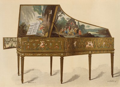 Clavecin du 18ème siècle décoré de grotesques, illustration du Dictionnaire de l