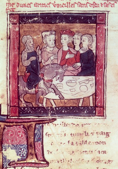 4697 Fr. 110 f.405 Galahad arrive chez Arthur, c.1250-80 - French School