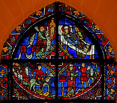 4 panneaux de la fenêtre de Saint Germain - French School