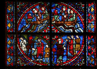 4 panneaux de la fenêtre de Saint Germain - French School