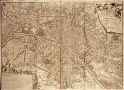 9e plan de Paris sous Louis XV - dans «Continuation du traité de la police» - French School