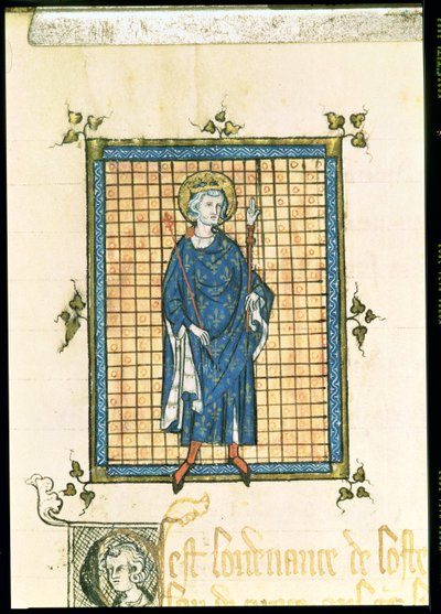 AE II 327 Roi Saint Louis portant le sceptre et la main de justice, du Registre des Ordonnances de L