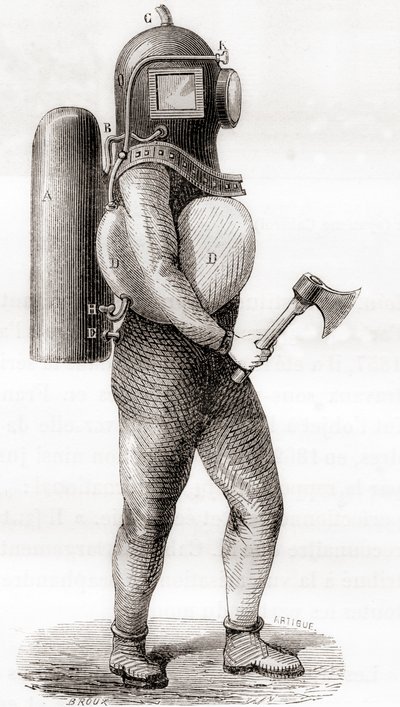 Combinaison de plongée profonde américaine du XIXe siècle, tirée de 