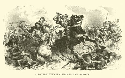 Une bataille entre Francs et Saxons - French School