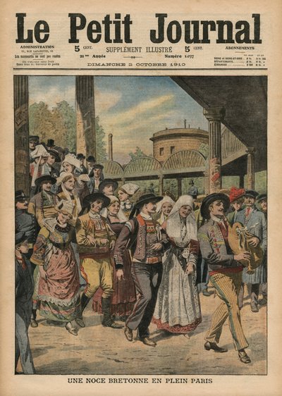 Un mariage breton en plein Paris, illustration du Petit Journal, supplément illustré, 2 octobre 1910 - French School