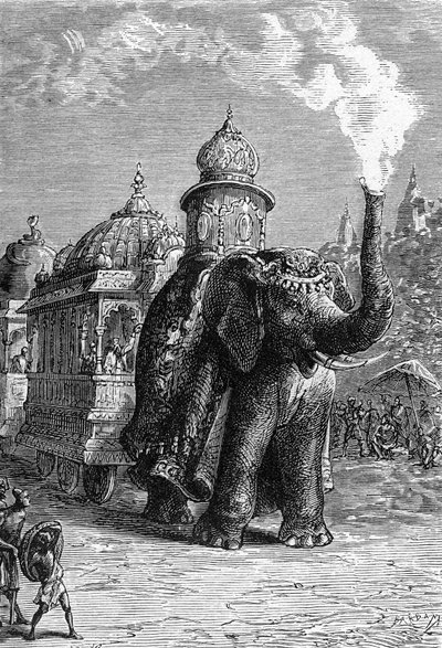 Un train fantastique, extrait de "La maison de la vapeur" de Jules Verne - French School