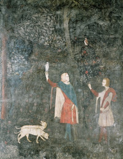 Un gentilhomme chassant au faucon, de la Salle des Cerfs, 1343 - French School