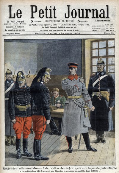 Un général allemand donne une leçon de patriotisme à deux déserteurs français (dragons d