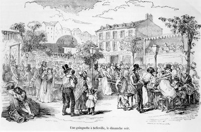 Une guinguette à Belleville le dimanche soir, de Tableau de Paris par Edmond Auguste Texier, Paris, 1852 - French School