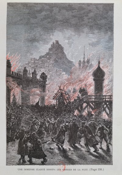 Une grande lumière dissipa les ombres, de Michel Strogoff par Jules Verne (1828-1905) 1893 - French School