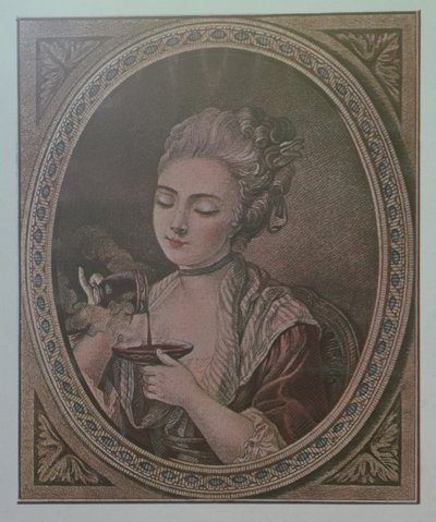 Une dame buvant du chocolat - French School