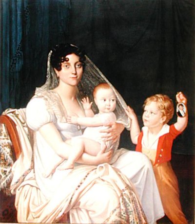 Une mère et ses enfants, vers 1808 - French School