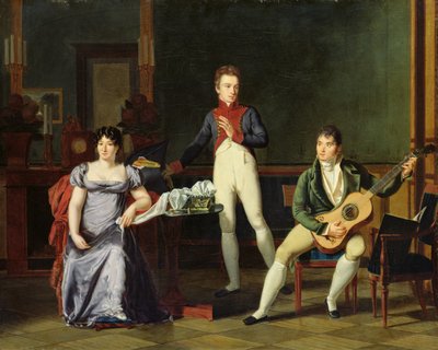 Un musicien et sa famille, possiblement Fernando Sor (1778-1839) - French School