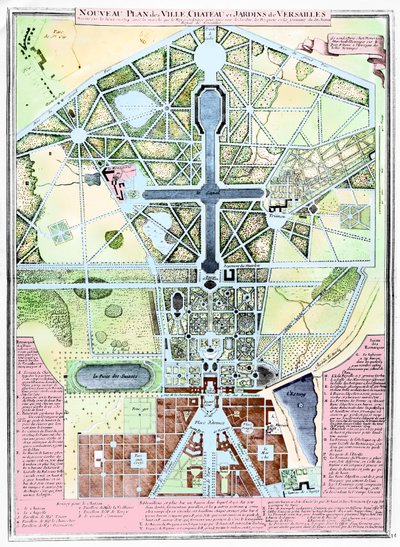 Nouveau plan de la ville, du château et des jardins de Versailles, 1714 - French School