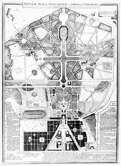 Nouveau plan de la ville, du château et des jardins de Versailles, 1714 - French School