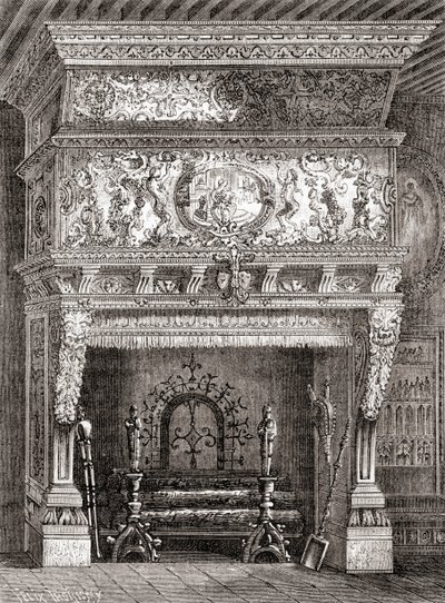 Une cheminée Renaissance au Musée de Cluny, Paris, France, de 