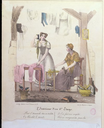 Une chambre au sixième étage, gravée par Montoux et Cheyère, 1830 - French School