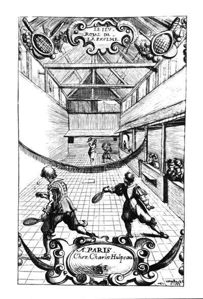 Un jeu royal de tennis au Jeu de Paume, Versailles, publié par Charles Hulpeau - French School