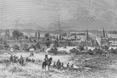 Vue de Kong, illustration de "Du Niger au Golfe de Guinée...", par Louis Gustave Binger - French School