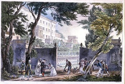 Une villa à Rome, gravée par Villain, vers 1820 - French School