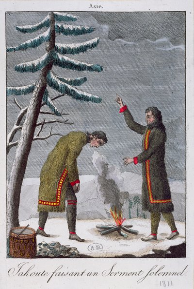 Un homme yakoute prêtant un serment solennel, 1811 - French School