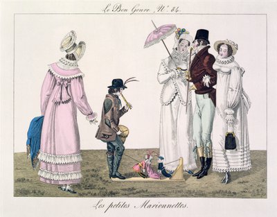 Un garçon divertissant avec des marionnettes dansantes, planche 84 de Le Bon Genre, c.1810 - French School