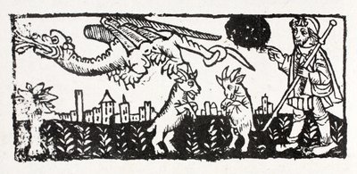 Un dragon, des chèvres enflammées sautant dans les airs, Le Chemin de Saint-Jacques - French School