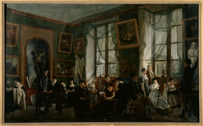 Une classe de dessin féminin, vers 1810 - French School