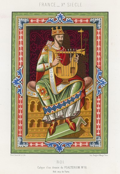 Un roi jouant de la lyre - French School