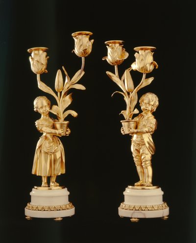 Paire de candélabres en bronze doré - French School