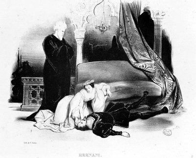 Une scène par Victor Hugo Hernani - dans "Le Monde Dramatique", vers 1832 - French School