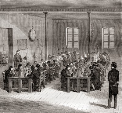 Une station télégraphique à Paris, France vers 1870, des Merveilles de la Science, publié vers 1870 (gravure) - French School