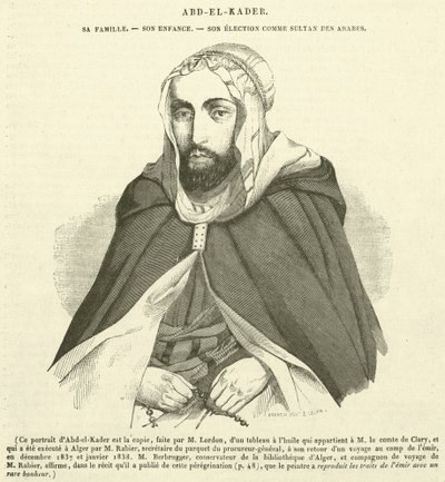 Abd-el-Kader, Sa Famille, Son Enfance, Son Election Comme Sultan des Arabes (engraving) - French School