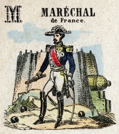 Abécédaire. Lettre M comme Maréchal de France. Petit alphabet encyclopédique, série populaire. Imagerie d
