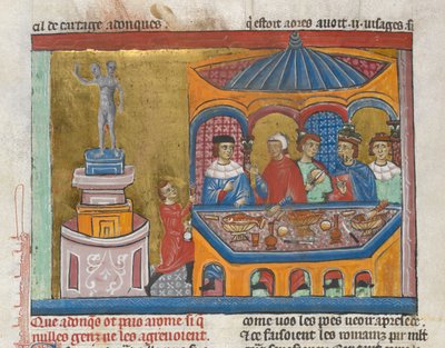 Temple de Janus avec des sénateurs dînant au premier plan, de 