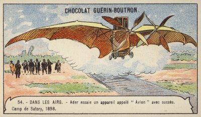Ader effectuant un vol réussi dans son avion, Camp de Satory, France - French School