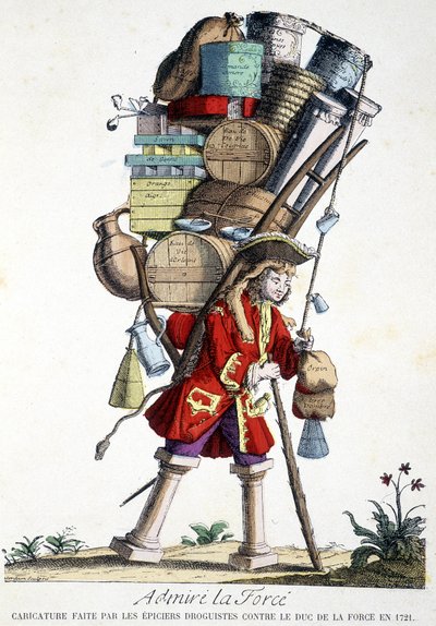 Admirez la force. Caricature réalisée par des droguistes contre le Duc de Force en 1721 - French School
