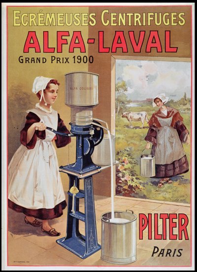 Publicité pour les séparateurs de crème Alfa-Laval, 1905 - French School