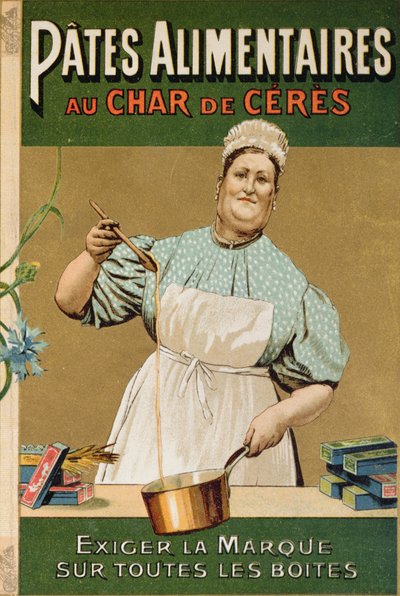 Publicité pour les pâtes Au Char de Cérès, vers 1900 - French School