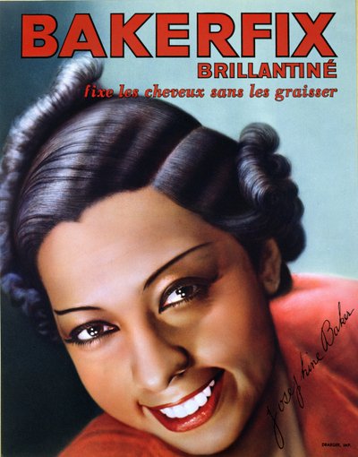 Publicité pour la brillantine Bakerfix avec Joséphine Baker (1906-75) - French School