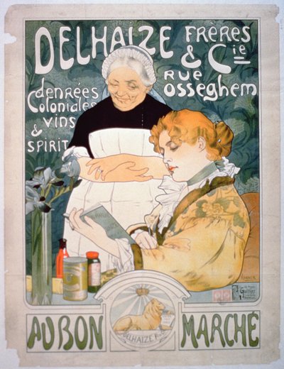 Publicité pour Delhaize, Frères et Co. au Bon Marché - French School