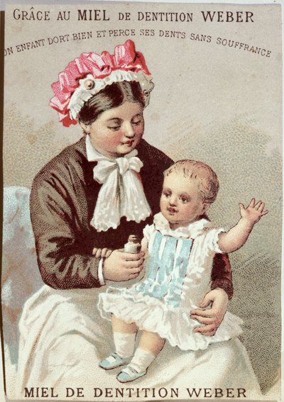 Publicité pour le gel de dentition Weber, vers 1880-90 - French School