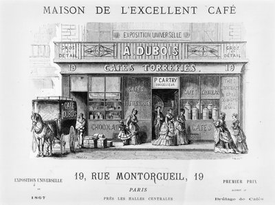 Publicité pour un vendeur de café rue Montorgueil, Paris, c.1870 - French School