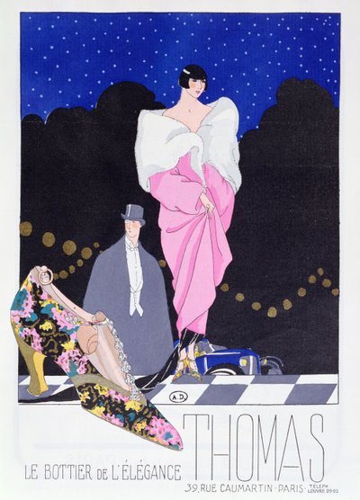 Publicité pour le cordonnier Thomas du magazine de mode Art-Gout-Beaute, 1924 - French School