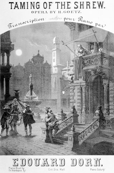 Publicité pour La Mégère apprivoisée par Goetz, 1878 - French School