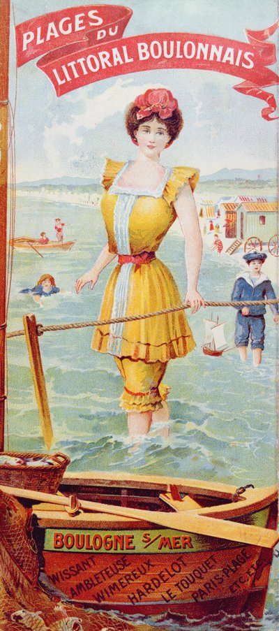 Publicité pour les plages le long de la côte de Boulogne, vers 1905 - French School