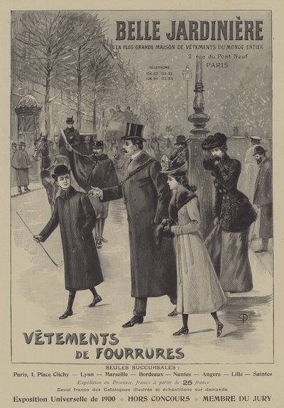 Publicités pour des vêtements en fourrure de Belle Jardinière, Paris - French School