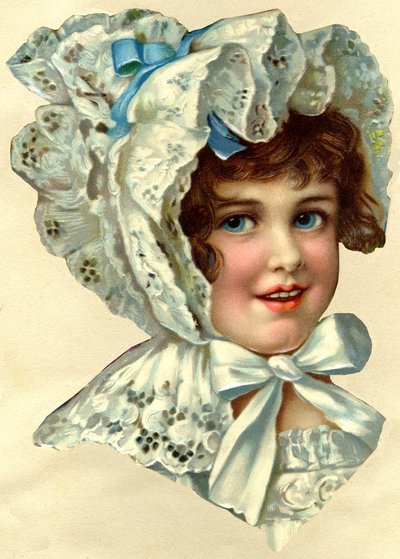Publicité chromolithographique, découpée selon les contours des dessins représentés, très à la mode au début du XXe siècle et conçue pour être découpée et collée dans des albums, Portrait d