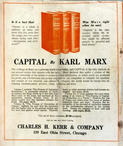 Publicité pour la vente du livre "Le Capital" de Karl Marx dans un magazine américain - French School