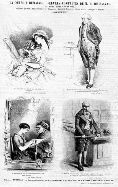 Page publicitaire pour les œuvres de Balzac - dans "Charivari", juillet 1842 - French School